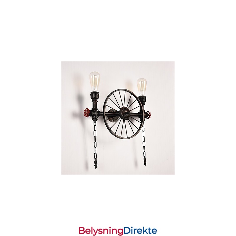 Vintage Industrielle Rørvegglamper Kreative Lys Restaurant Kafé Bar Dekorasjonsbelysning Med 2 Lys Malt Finish