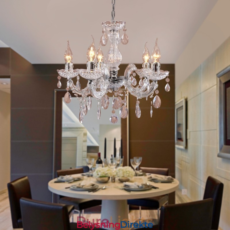 Upligh Krom Taklampe Stearinlys Akryl Armatur Lysekrone Anheng