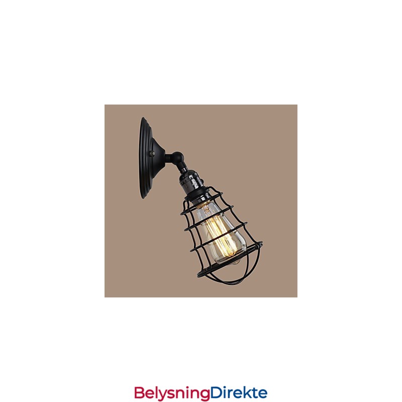 Med Bryter Vintage 1 Lys Industriell Svart Metall Vegglampe I Loftstil Stue Spisestue Gang Kafé Barer Bar Vegglampe