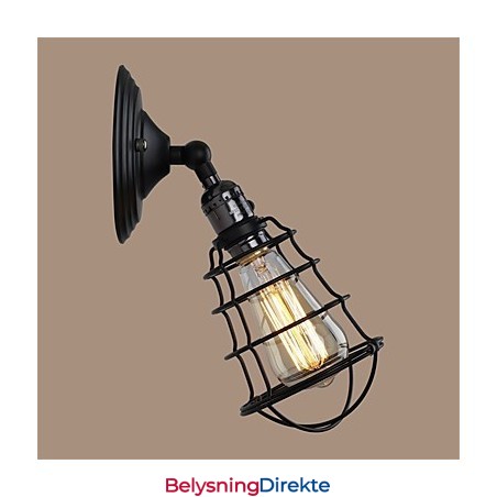 Med Bryter Vintage 1 Lys Industriell Svart Metall Vegglampe I Loftstil Stue Spisestue Gang Kafé Barer Bar Vegglampe