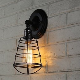 Med Bryter Vintage 1 Lys Industriell Svart Metall Vegglampe I Loftstil Stue Spisestue Gang Kafé Barer Bar Vegglampe