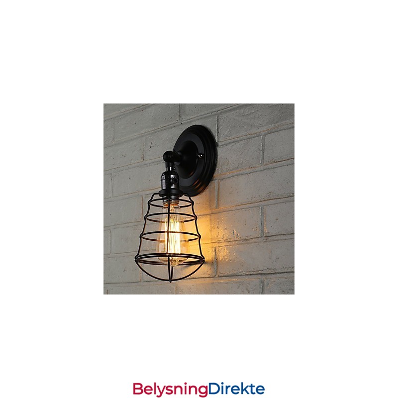 Med Bryter Vintage 1 Lys Industriell Svart Metall Vegglampe I Loftstil Stue Spisestue Gang Kafé Barer Bar Vegglampe