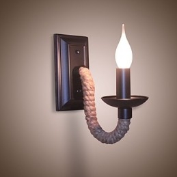 Retro Vegglampe Med Hamptau, Kreativ Personlighet, Barjernstearinlys