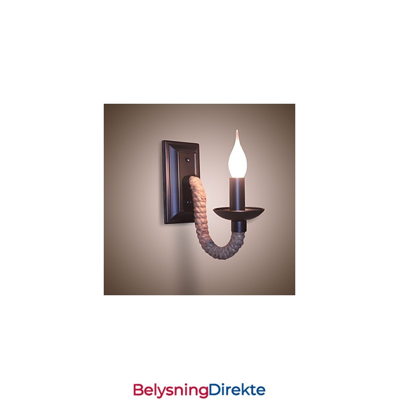 Retro Vegglampe Med Hamptau, Kreativ Personlighet, Barjernstearinlys