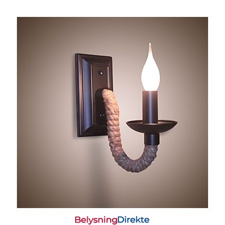 Retro Vegglampe Med Hamptau, Kreativ Personlighet, Barjernstearinlys