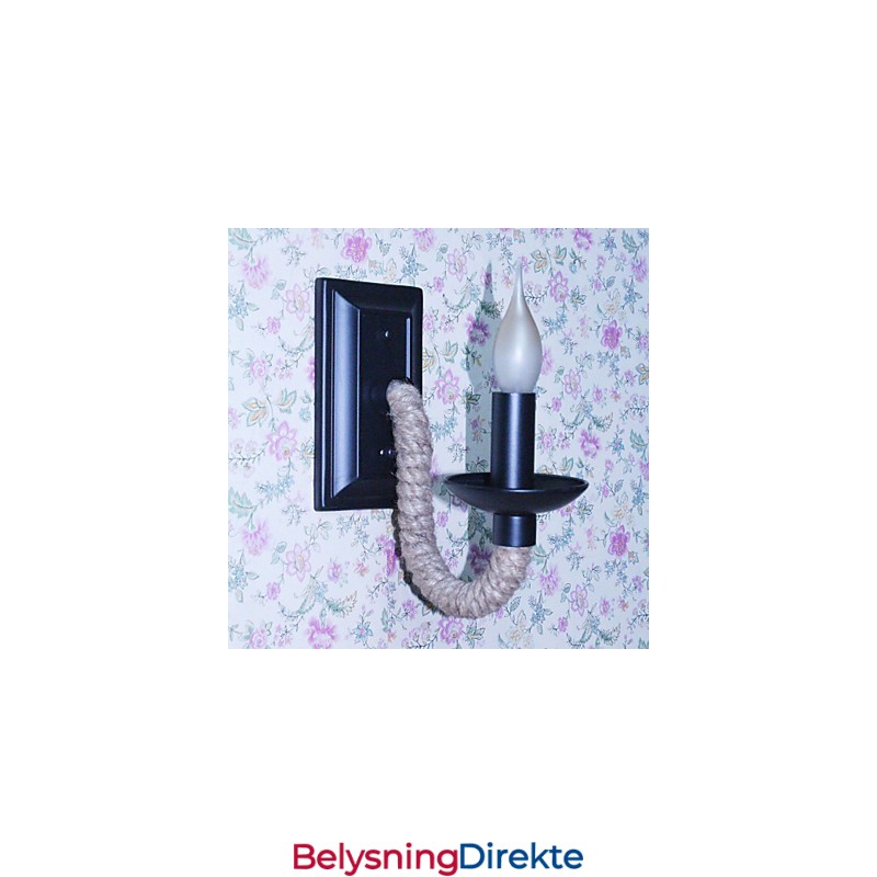 Retro Vegglampe Med Hamptau, Kreativ Personlighet, Barjernstearinlys