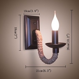 Retro Vegglampe Med Hamptau, Kreativ Personlighet, Barjernstearinlys