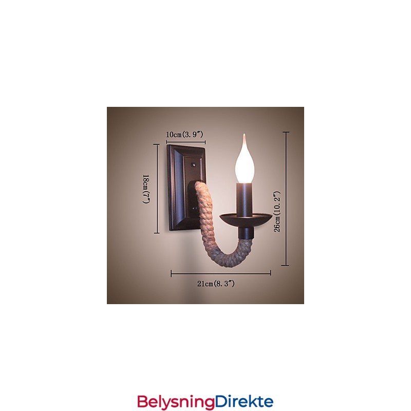 Retro Vegglampe Med Hamptau, Kreativ Personlighet, Barjernstearinlys