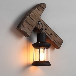 Enkelthodet Industriell Vintage Retro Tre Metall Maling Farge Vegglampe For Hjem Hotell Korridor Dekor Vegglampe