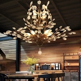 Vintage Krystall Innfelt 8 Lys Metallmaling Svart Eller Gull