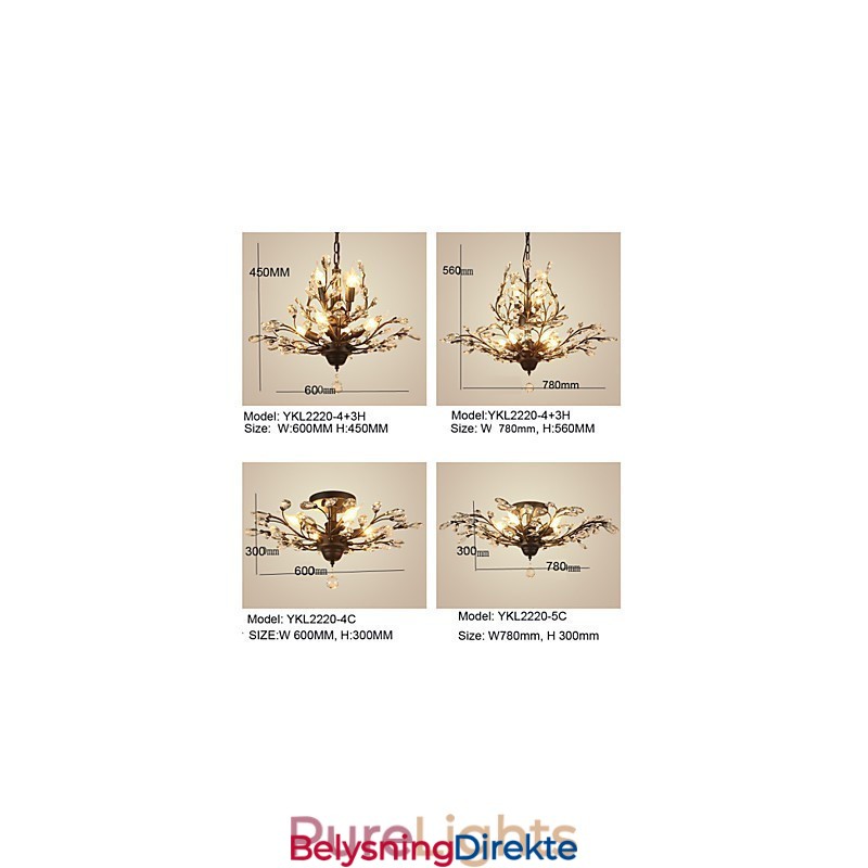 Vintage Krystall Innfelt 8 Lys Metallmaling Svart Eller Gull