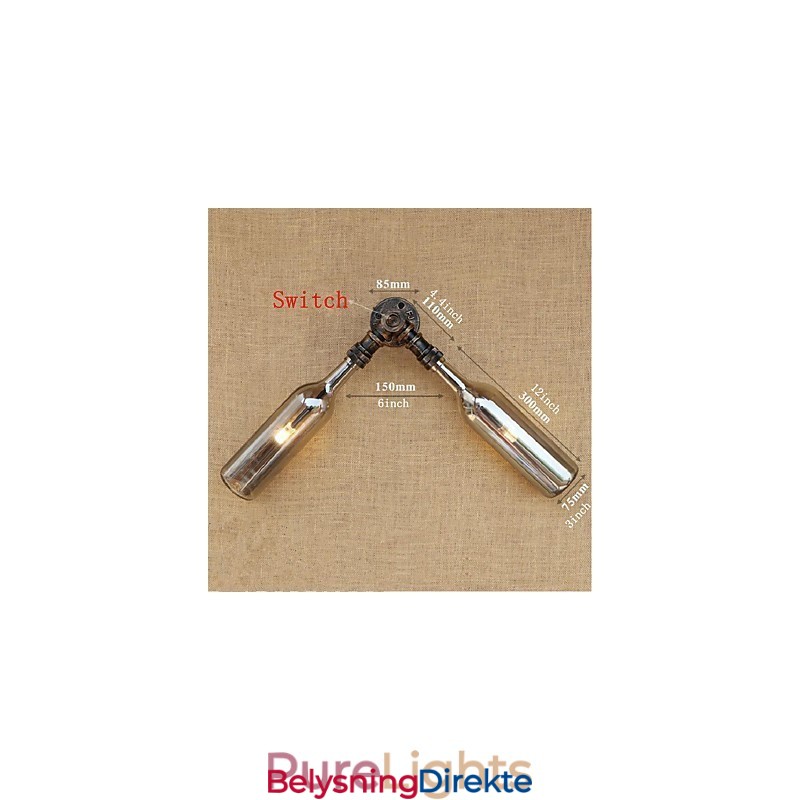 Retro Amerikansk Landsby Kreativ Industri Vind Designer Vannflaske Vegglampe Vegglampe Grå