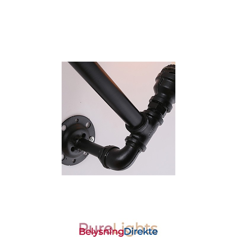 Vintage Industrielle Rørvegglamper Svarte Kreative Lys Restaurant Kafé Bar Dekorasjonsbelysning Med 2 Lys Malt Finish