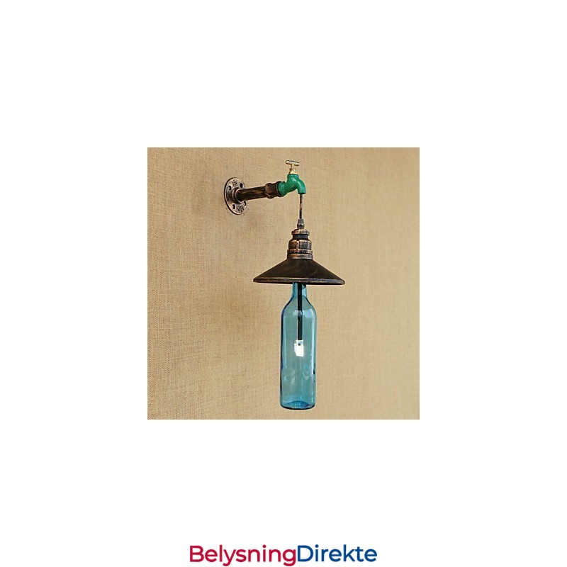 Jernrør Retro Bar Hotelldekorasjon Vegglampe Med Rørflaske