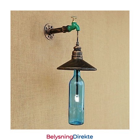 Jernrør Retro Bar Hotelldekorasjon Vegglampe Med Rørflaske