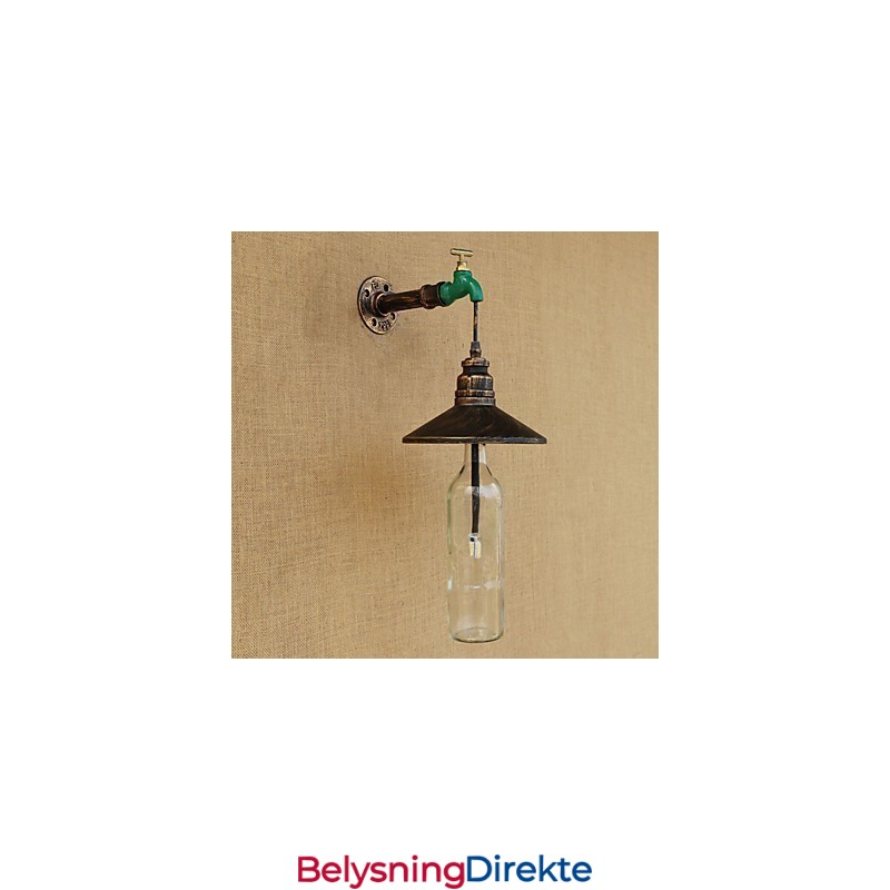 Jernrør Retro Bar Hotelldekorasjon Vegglampe Med Rørflaske