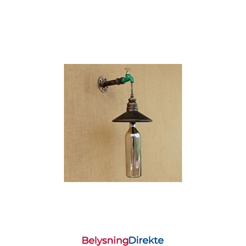Jernrør Retro Bar Hotelldekorasjon Vegglampe Med Rørflaske