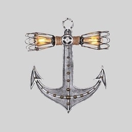 Vintage Industrielle Vegglamper I Tre, Båtankerform, Kreativ Restaurant, Kafé, Bardekorasjon, Belysning