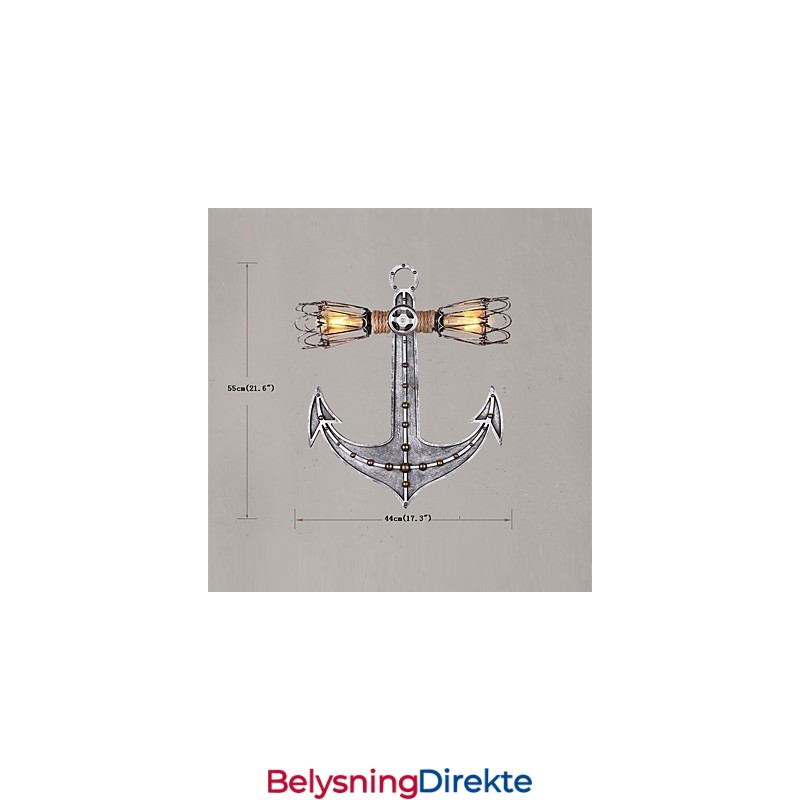 Vintage Industrielle Vegglamper I Tre, Båtankerform, Kreativ Restaurant, Kafé, Bardekorasjon, Belysning