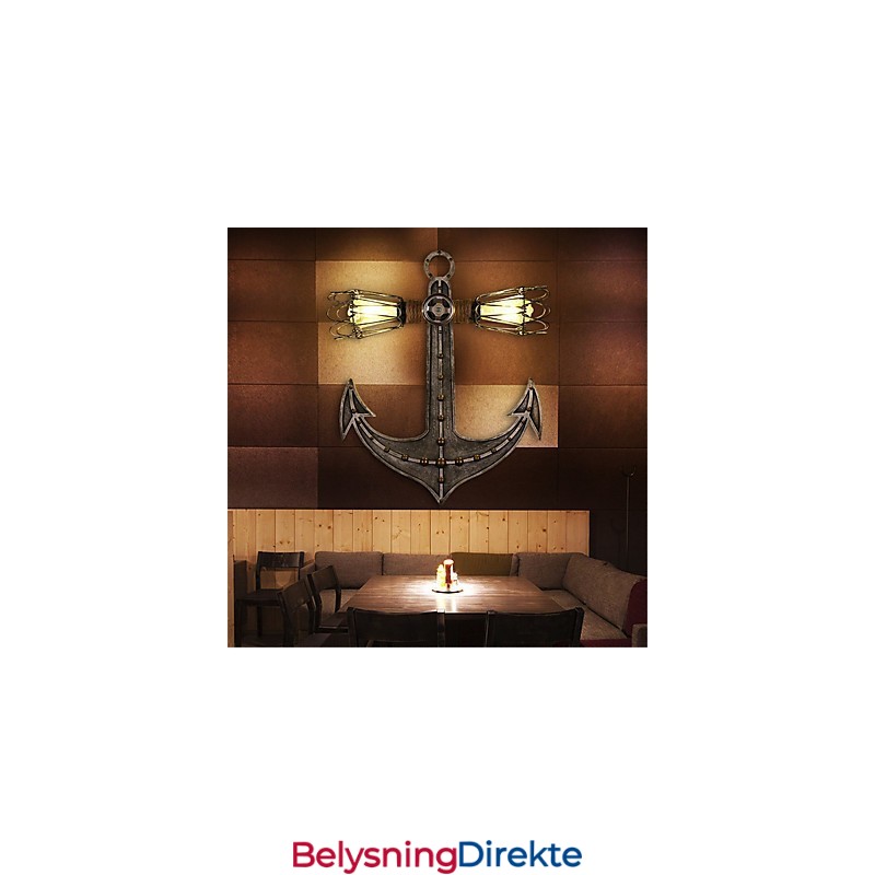 Vintage Industrielle Vegglamper I Tre, Båtankerform, Kreativ Restaurant, Kafé, Bardekorasjon, Belysning