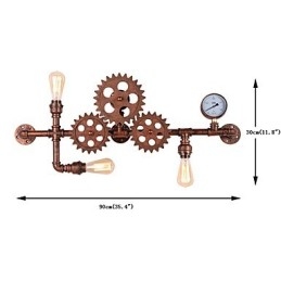 Vintage Industrielle Rørvegglamper I Treform, Kreative, Dreibare Lys, Restaurant, Kafé, Bar, Dekorasjonsbelysning