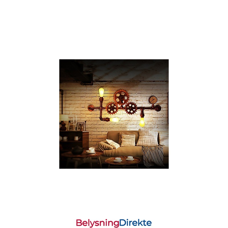 Vintage Industrielle Rørvegglamper I Treform, Kreative, Dreibare Lys, Restaurant, Kafé, Bar, Dekorasjonsbelysning