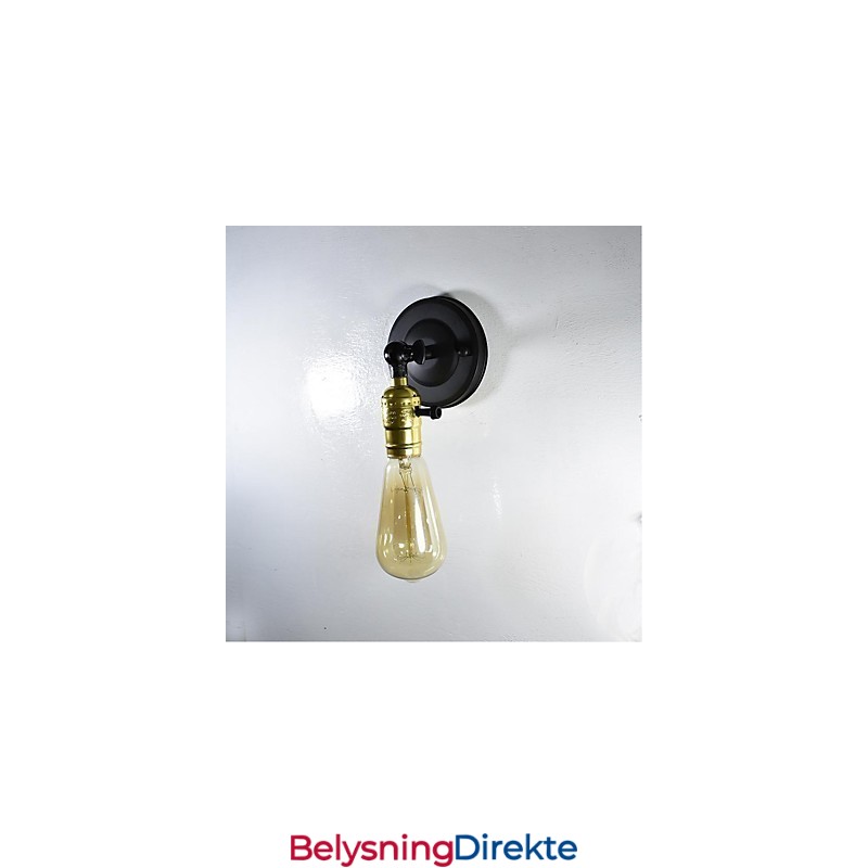 Vegglampe I Jern, Svart, Enkel, Retro Vegglampe, Dekorativ Vegglampe I Europeisk Stil Med Ett Hode