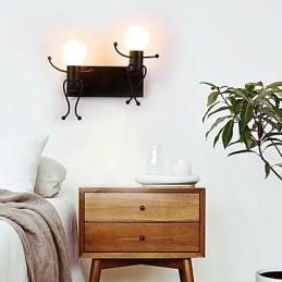 Robotformet Vintage Metall Industriell Loft Rustikk Vegglampe Bar Kafé Entré Vegglampe Svart Hvit Valgfritt