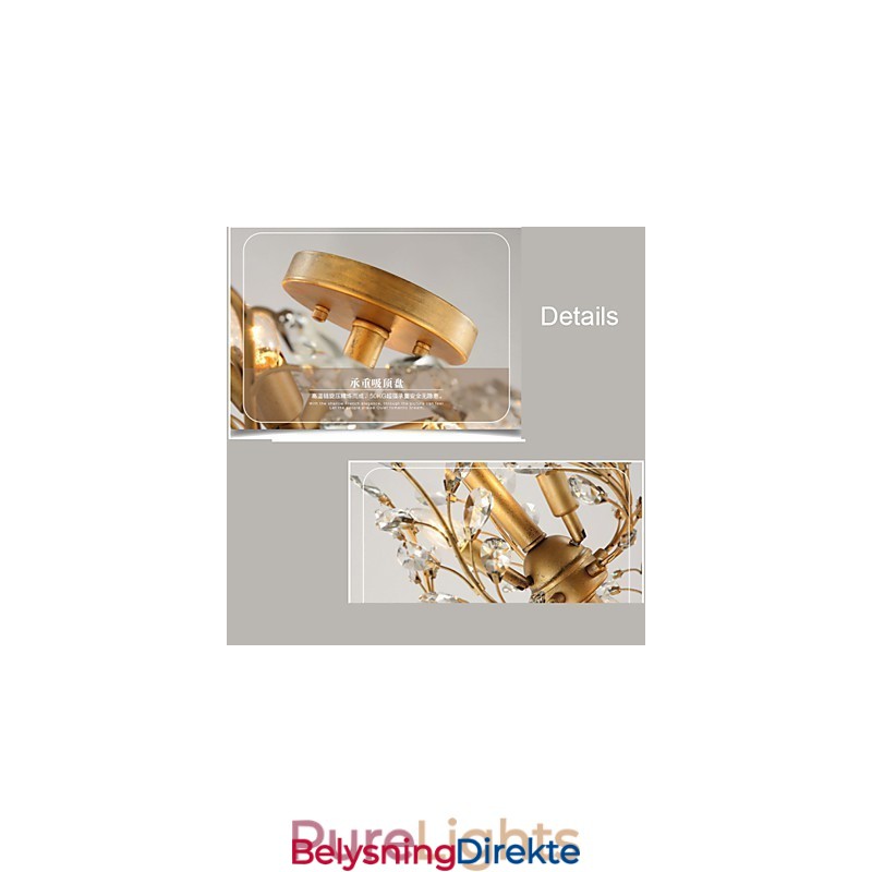 Vintage Krystall Innfelt 8 Lys Metallmaling Svart Eller Gull