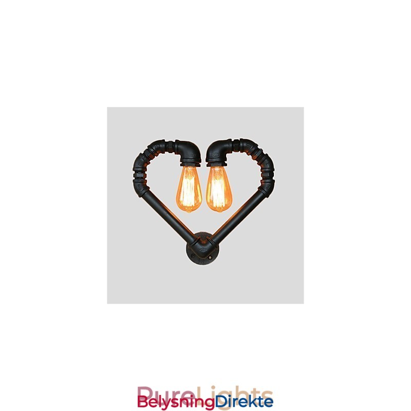 Vintage Vannrør Kjærlig Hjerte Kreative Vegglamper Industriell Stue Restaurant Barer Kafé Dekorasjon Vegglamper