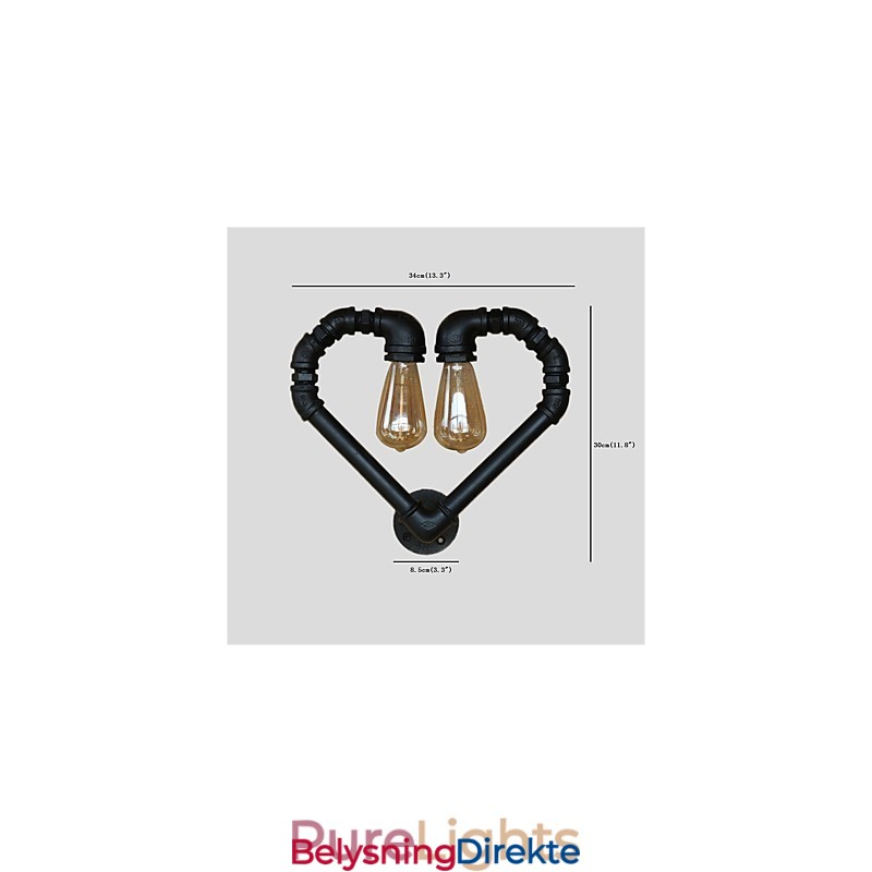 Vintage Vannrør Kjærlig Hjerte Kreative Vegglamper Industriell Stue Restaurant Barer Kafé Dekorasjon Vegglamper