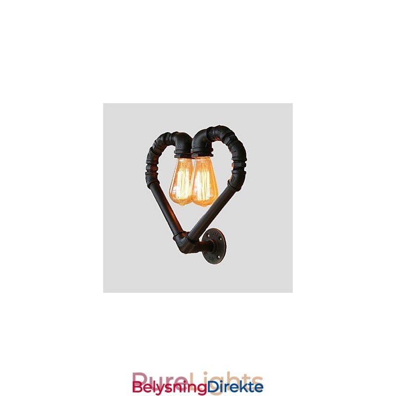 Vintage Vannrør Kjærlig Hjerte Kreative Vegglamper Industriell Stue Restaurant Barer Kafé Dekorasjon Vegglamper