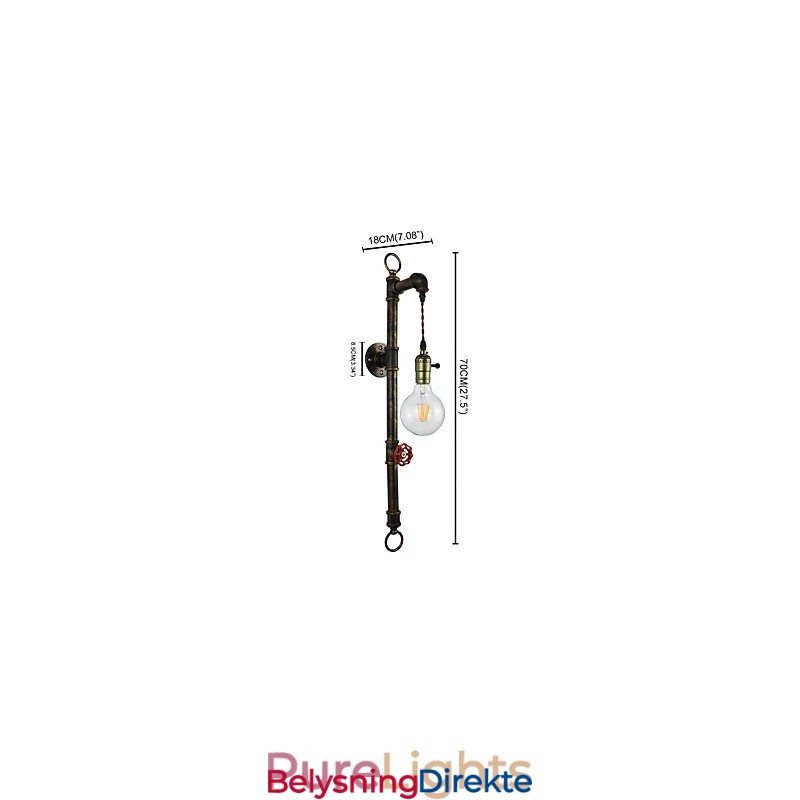 Vegglampe Vegglampe Veggjernsvegglampe Dum Black Lightsaber-Lampe På Veggen