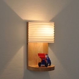 Enkel Vegglampe, Nattbordslampe Med Glassskjerm Og Heltre Til Soverom, Kommode, Stue, Babyrom, Studentrom, Salongbord, Bokhylle