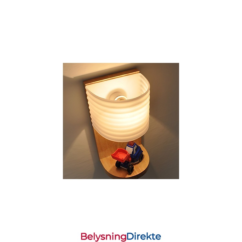 Enkel Vegglampe, Nattbordslampe Med Glassskjerm Og Heltre Til Soverom, Kommode, Stue, Babyrom, Studentrom, Salongbord, Bokhylle