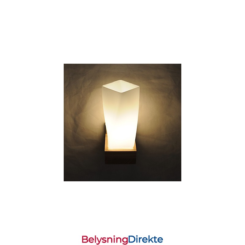 Enkel Vegglampe, Nattbordslampe Med Glassskjerm Og Heltre Til Soverom, Kommode, Stue, Babyrom, Studentrom, Salongbord, Bokhylle