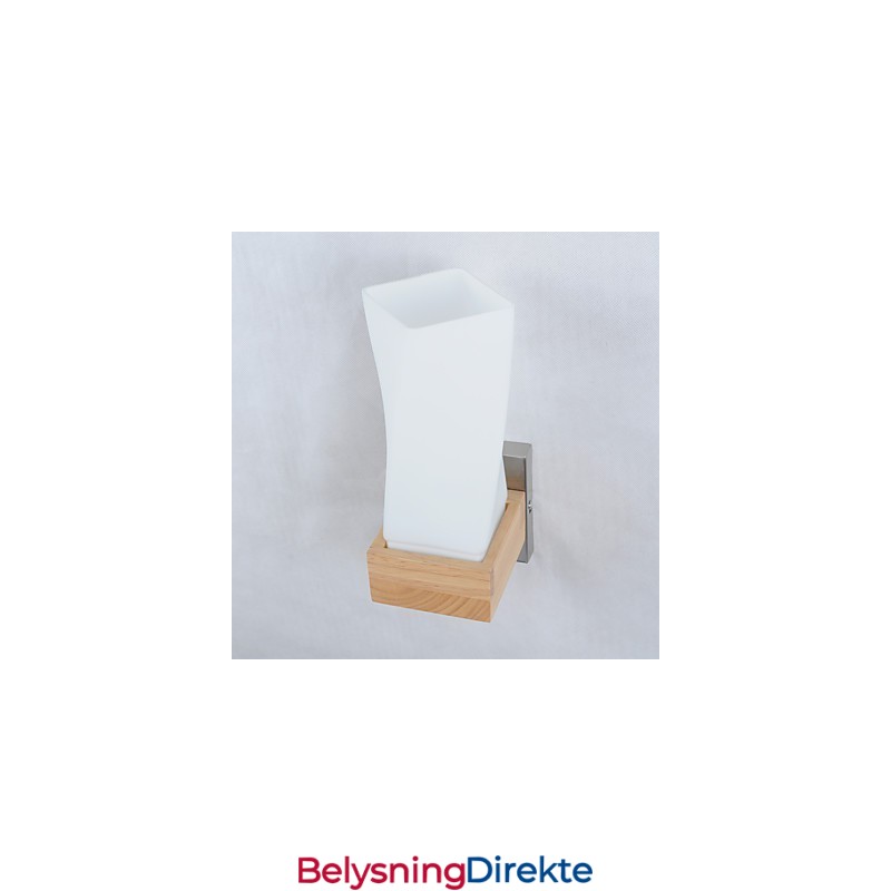 Enkel Vegglampe, Nattbordslampe Med Glassskjerm Og Heltre Til Soverom, Kommode, Stue, Babyrom, Studentrom, Salongbord, Bokhylle