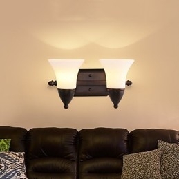 Rustikk Hytte Sort Oksidfinish Funksjon For Øyebeskyttelse Omgivelseslys Vegglampe Vegglampe