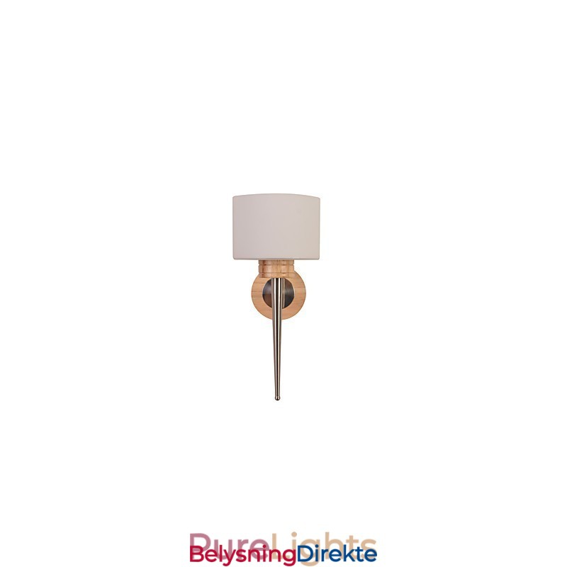 Enkel Vegglampe Nattbordslampe Med Glassskjerm Og Heltre Til Soverom, Kommode, Stue, Babyrom