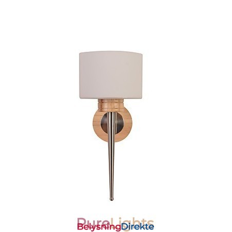 Enkel Vegglampe Nattbordslampe Med Glassskjerm Og Heltre Til Soverom, Kommode, Stue, Babyrom