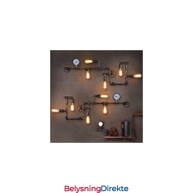 Industrielle Vegglamper I Loftstil Antikke Edison-Vegglamper Med Pærer Vintage Rørvegglampe For Stuebelysning