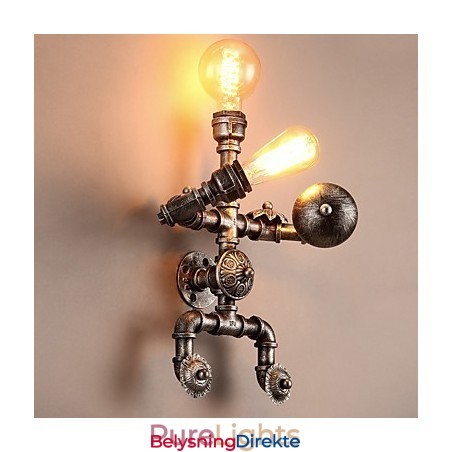 Loft Vannrør Vegglamper Retro Industriell Stil Kreativ Robotdesign Metall Restaurant Kafé Barer Barbord Vegglamper