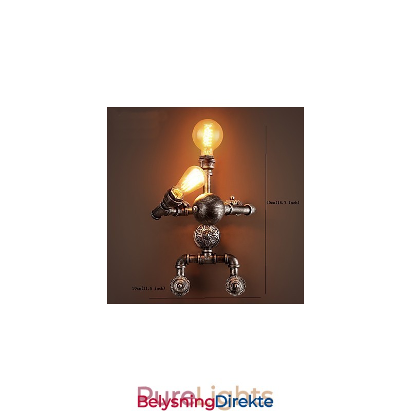 Loft Vannrør Vegglamper Retro Industriell Stil Kreativ Robotdesign Metall Restaurant Kafé Barer Barbord Vegglamper