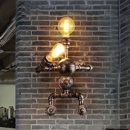 Loft Vannrør Vegglamper Retro Industriell Stil Kreativ Robotdesign Metall Restaurant Kafé Barer Barbord Vegglamper