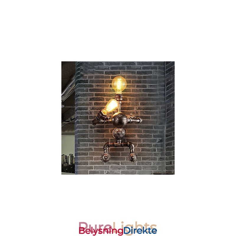 Loft Vannrør Vegglamper Retro Industriell Stil Kreativ Robotdesign Metall Restaurant Kafé Barer Barbord Vegglamper