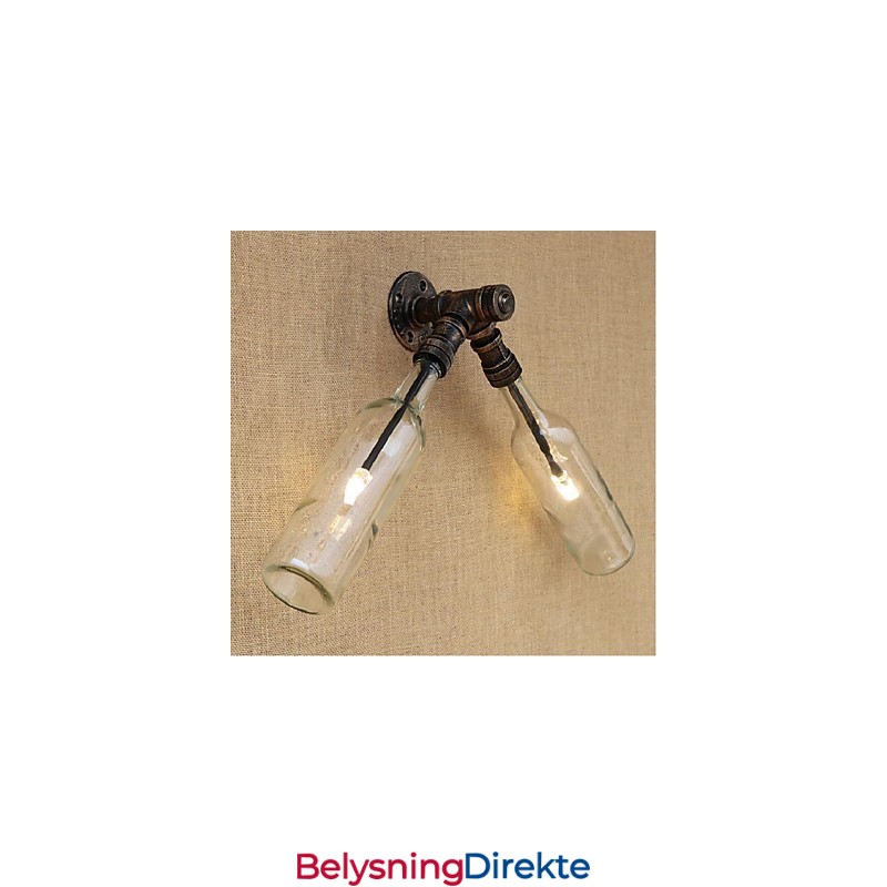 Retro Amerikansk Landsby Kreativ Industri Vind Designer Vannflaske Vegglampe Vegglampe Blå Gjennomsiktig