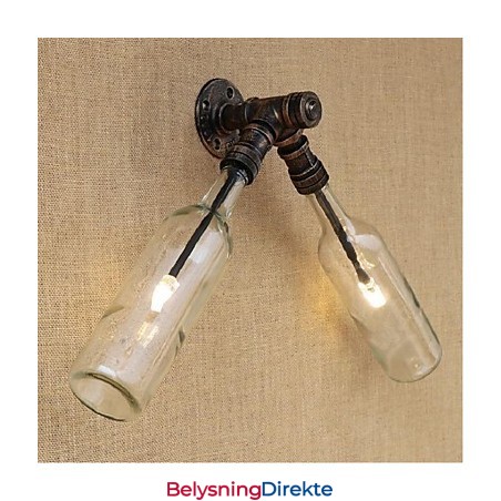 Retro Amerikansk Landsby Kreativ Industri Vind Designer Vannflaske Vegglampe Vegglampe Blå Gjennomsiktig