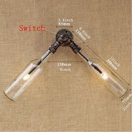 Retro Amerikansk Landsby Kreativ Industri Vind Designer Vannflaske Vegglampe Vegglampe Blå Gjennomsiktig