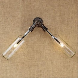 Retro Amerikansk Landsby Kreativ Industri Vind Designer Vannflaske Vegglampe Vegglampe Blå Gjennomsiktig