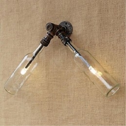 Retro Amerikansk Landsby Kreativ Industri Vind Designer Vannflaske Vegglampe Vegglampe Blå Gjennomsiktig